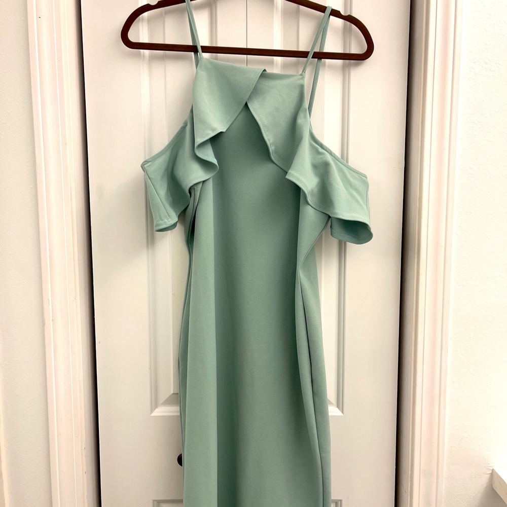 Mint Midi off the shoulder dress